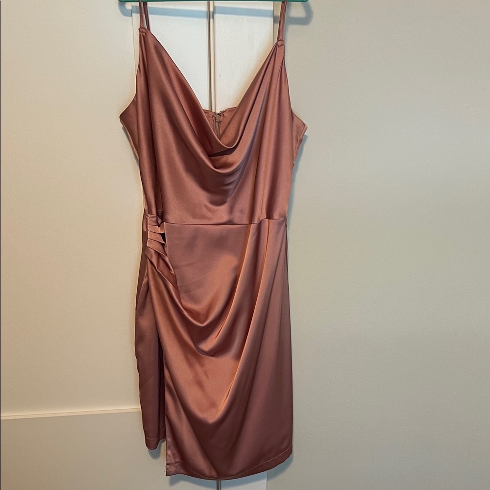 Dress Forum Asymmetrical Satin Dress in Rose
